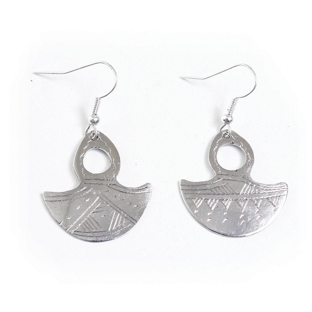 Saharan Silver Gofed Pendant Earrings | Berber Handcrafted Earrings | Tuareg Handcrafted Jewelry | Tribal & Ethnic | Afrocentric