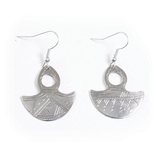 Saharan Silver Gofed Pendant Earrings | Berber Handcrafted Earrings | Tuareg Handcrafted Jewelry | Tribal & Ethnic | Afrocentric