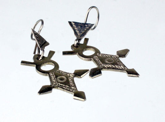 Berber Silver Cross of Agadez Earrings | Tuareg Handcrafted Silver Earrings | North African Jewelry | Tribal & Ethnic | Afrocentric