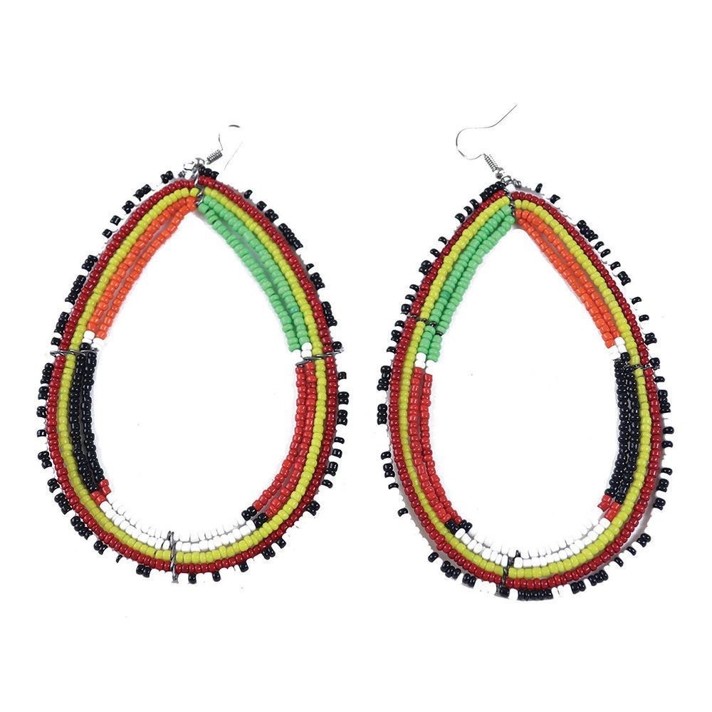 East African Beaded Earrings | Maasai Beaded Earrings, Jumbo | Tribal & Ethnic Jewelry | Nile Valley | Tanzanian Dangle and Drop Earrings