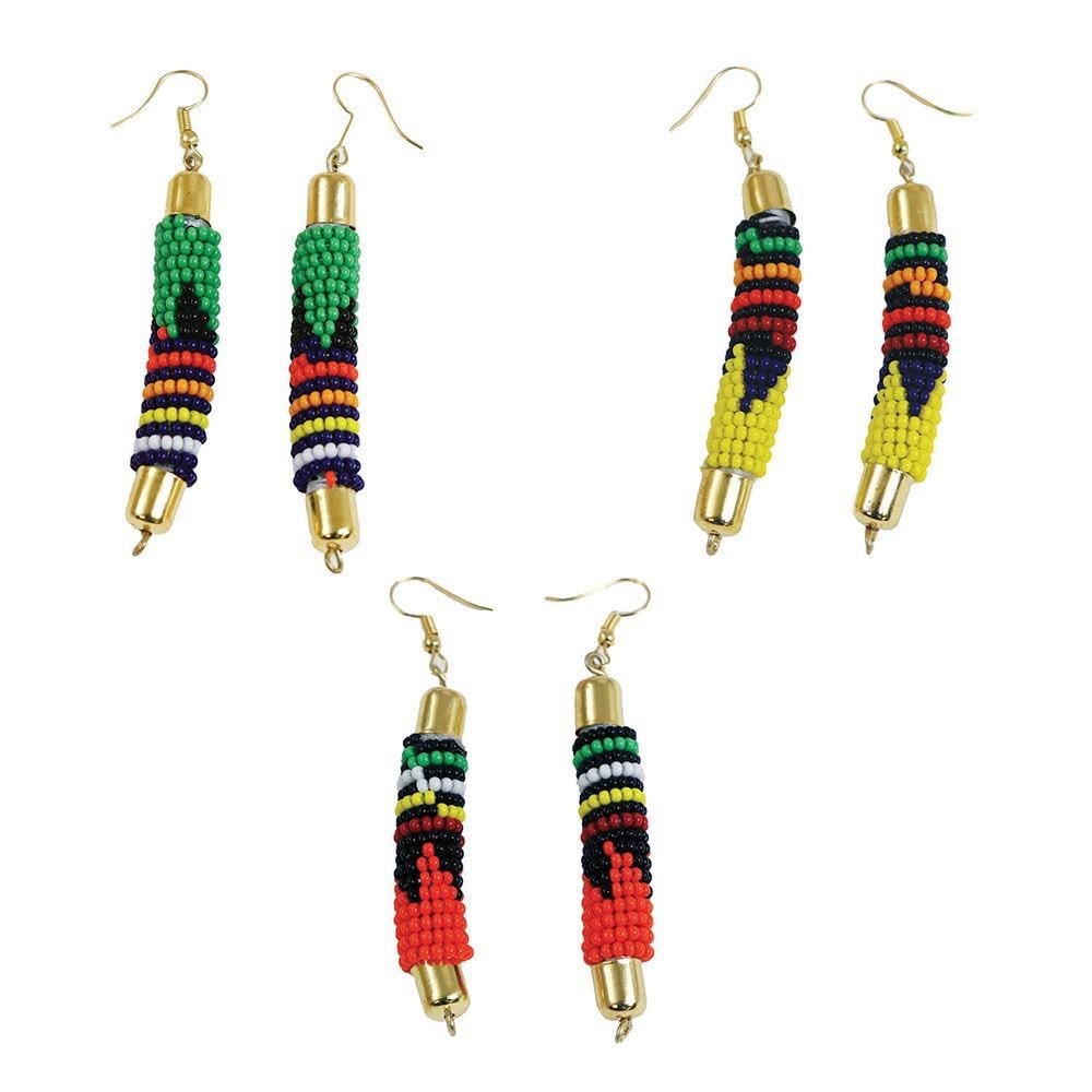 Handcrafted Maasai Beaded Rod Earrings | East African Beaded Earrings | Nile Valley Jewelry | Tribal & Ethnic | Afrocentric