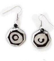 Batik Bone Earrings, Hexagon | Geometric Design Jewelry | East African Dangle and Drop Earrings | Tribal & Ethnic | Afrocentric
