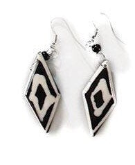 Batik Bone Earrings, Diamond | African Dangle and Drop Earrings | East African Jewelry | Tribal & Ethnic | Afrocentric