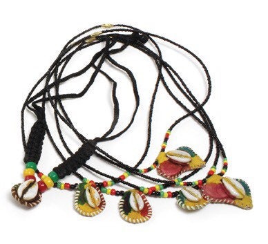 Senegalese Beaded Necklace with Cowry, Rasta | West African Beaded Necklace | African Beaded Necklace | Tribal & Ethnic | Afrocentric