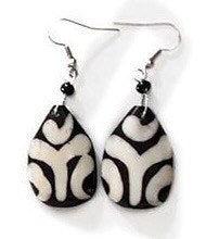 Tiye's Favorite Batik Bone Earrings, Abstract Teardrop | Nile Valley Earrings | East African Jewelry | Tribal & Ethnic | Afrocentric