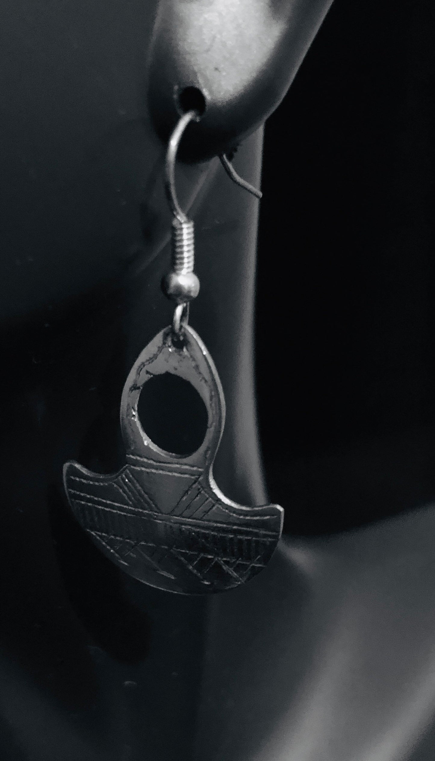 Saharan Silver Gofed Pendant Earrings | Berber Handcrafted Earrings | Tuareg Handcrafted Jewelry | Tribal & Ethnic | Afrocentric