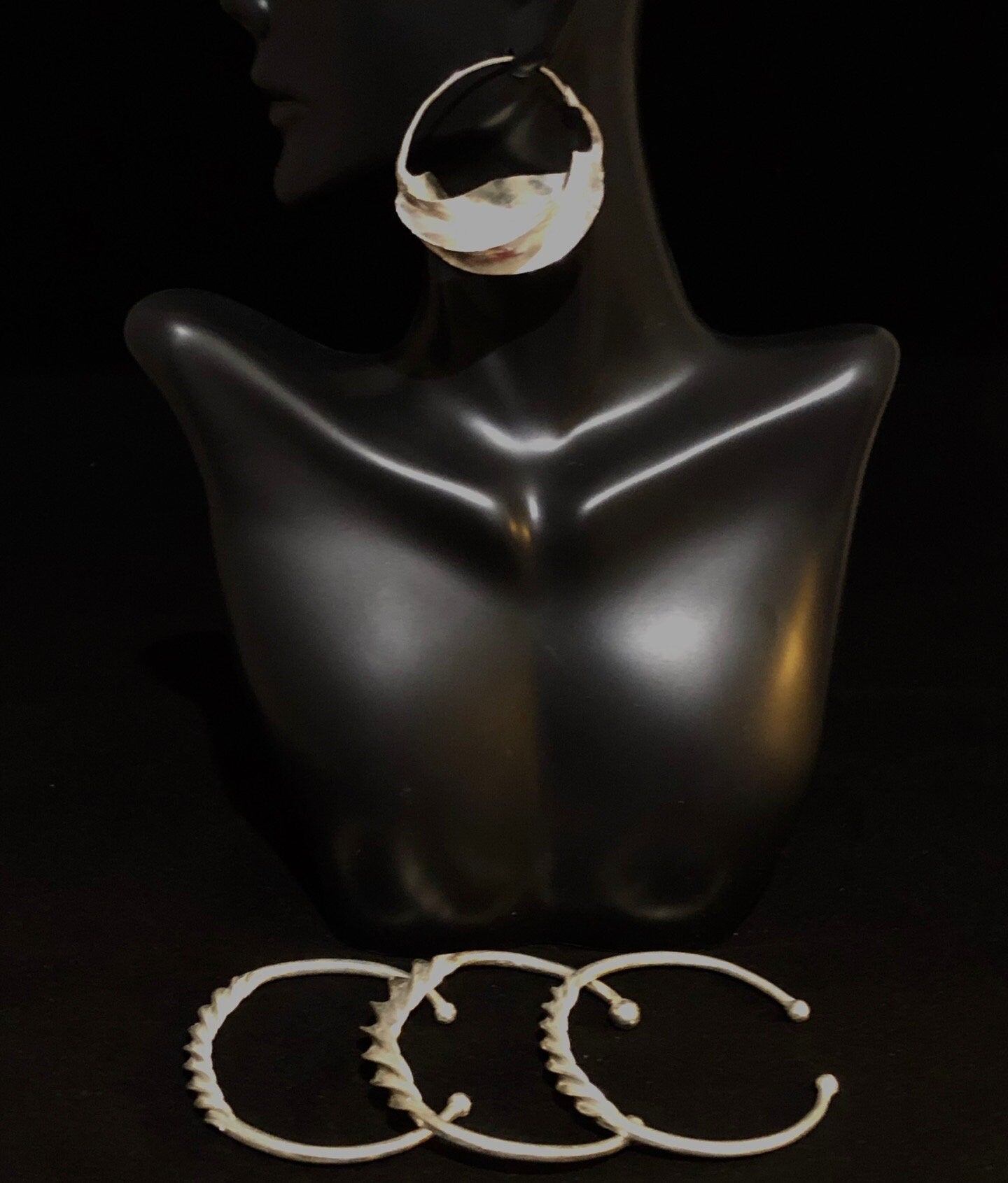 1.75" Handcrafted Fulani Silver Twist Earrings, Extra Large | Handcrafted Earrings | West African Jewelry | Tribal & Ethnic | Afrocentric