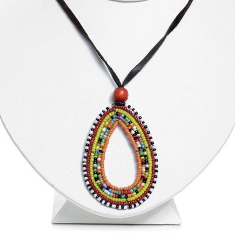 Maasai Large Beaded Teardrop Necklace | Maasai Beaded Necklace | East African Jewelry | Tribal & Ethnic | Nile Valley Jewelry