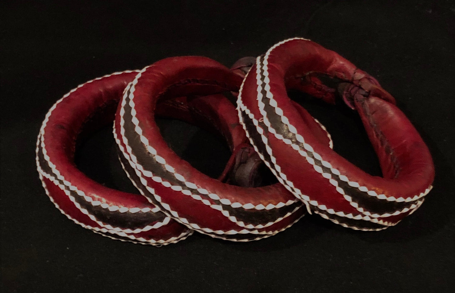 Nigerian Red and Black Leather Bracelet | West African Red and Black Leather Bracelet | African Jewelry | Tribal & Ethnic | Afrocentric