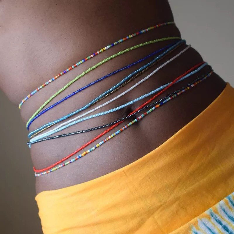 32” African Waist Beads | Waist Chains | Belly Chains | Slimming Tummy Beads | Body Jewelry | Waist Bracelet | Femininity and Sensuality