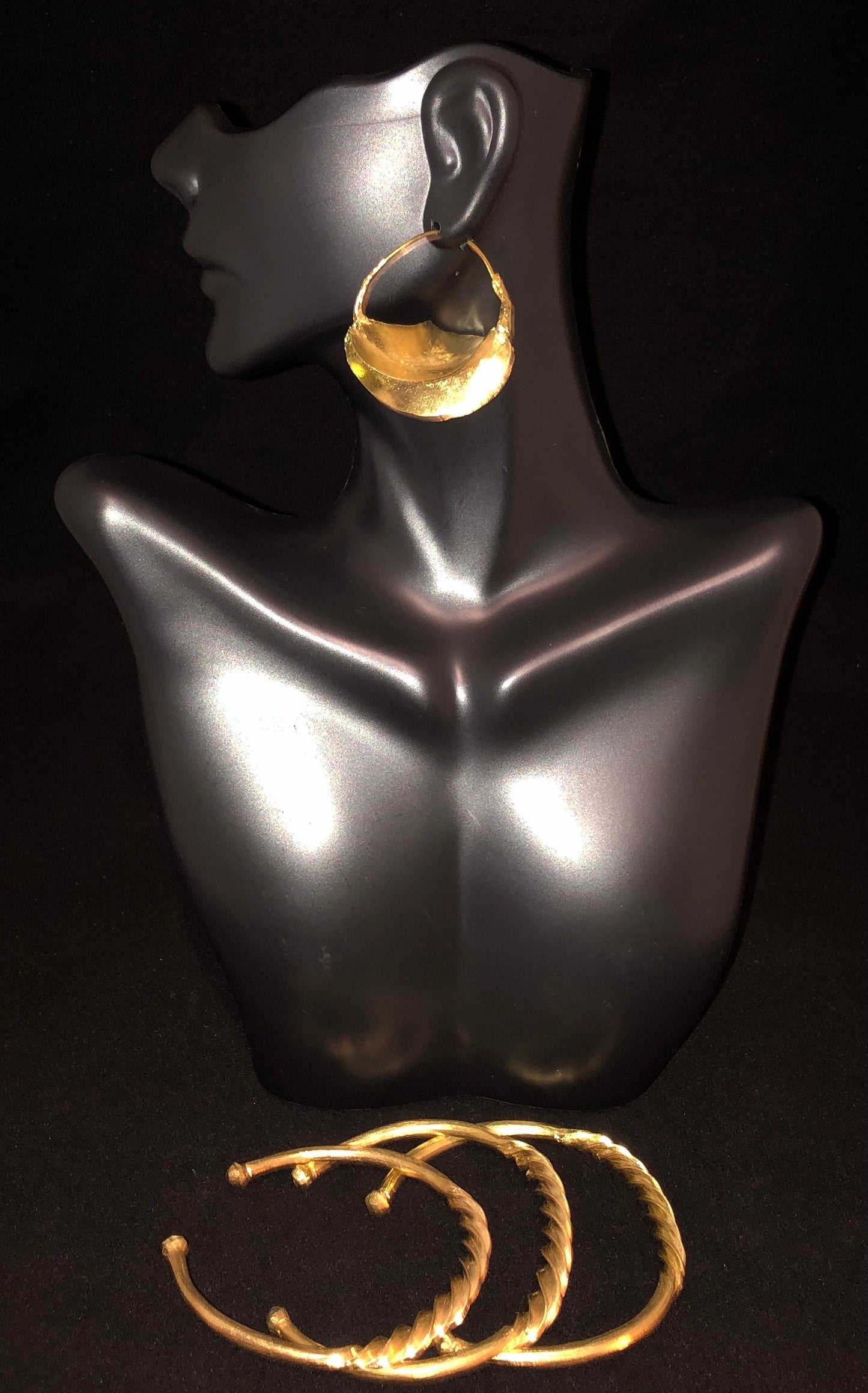 1.5" Handcrafted Fulani Gold Twist Earrings, Large | Handcrafted Earrings | West African Jewelry | Tribal & Ethnic | Afrocentric