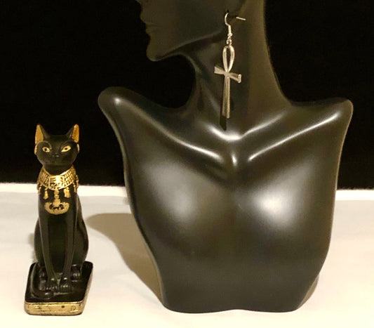 Kemetic Ankh Earrings, Silver | Ancient Egyptian Jewelry | Nile Valley Culture | Ma'at | Tribal & Ethnic | Afrocentric