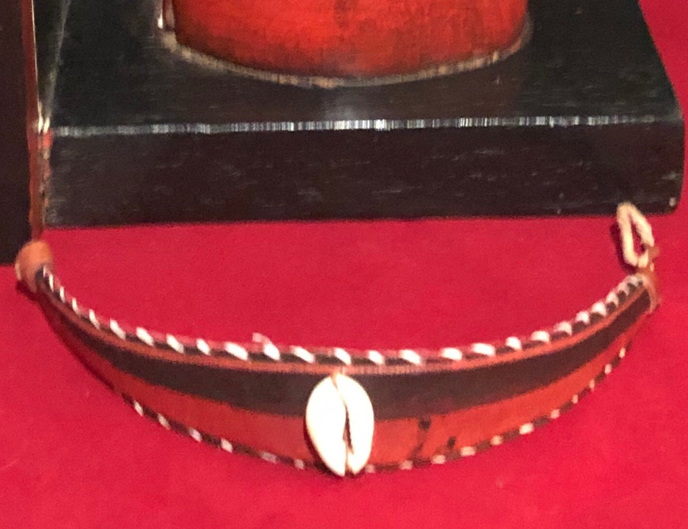 Mali Cowrie Shell Leather Bracelet, Red | West African Fertility Shell Bracelet | Mali Leather Bracelet | Tribal and Ethnic | Afrocentric