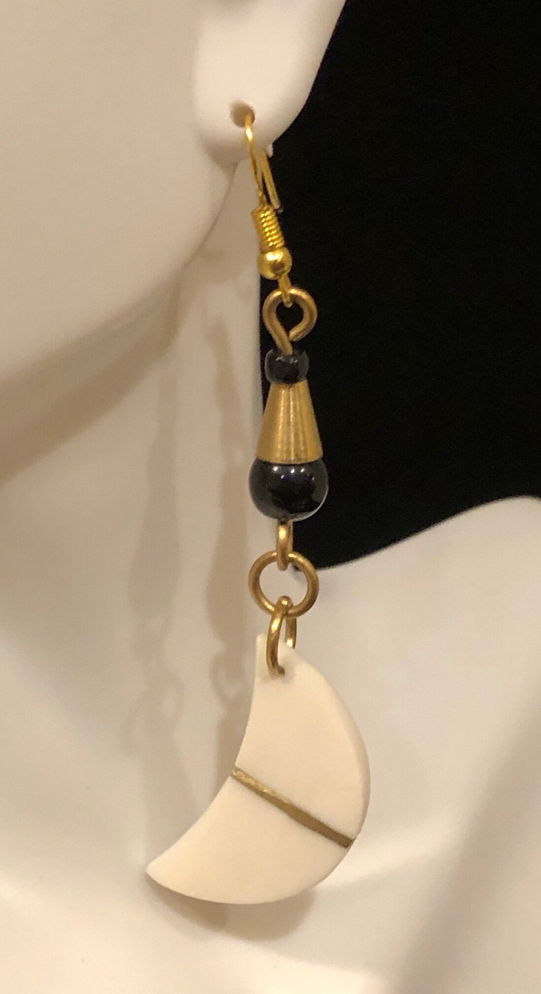 Zuri Geometric Bone Brass and Gold Earrings | African Dangle and Drop Earrings | Tribal & Ethnic | Afrocentric