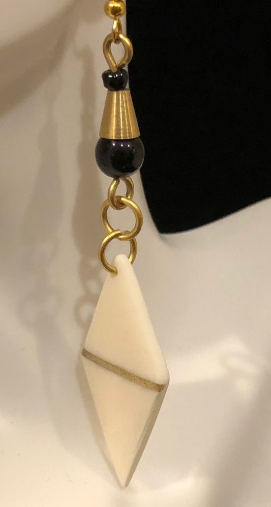Zuri Geometric Bone Brass and Gold Earrings | African Dangle and Drop Earrings | Tribal & Ethnic | Afrocentric