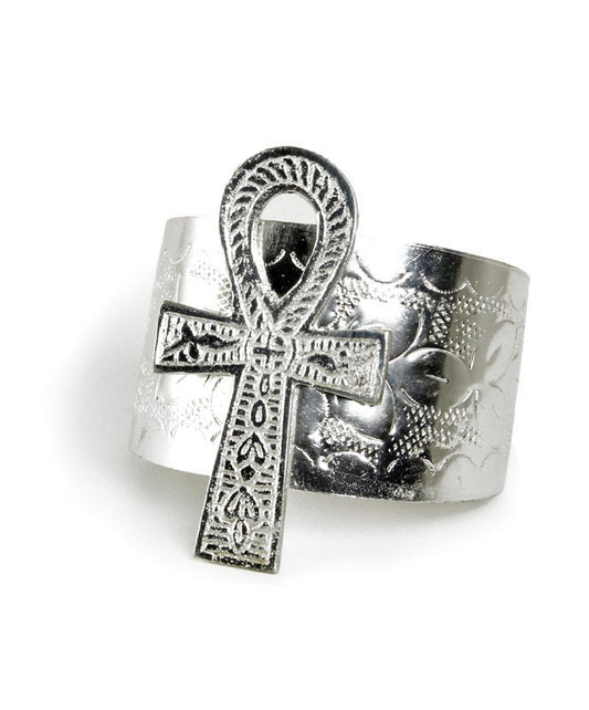 Silver Ankh Cuff Bracelet | Kemetic Cuff Bracelet | Ancient Egyptian Cuff Bracelet | Nile Valley Culture | Tribal & Ethnic | Afrocentric