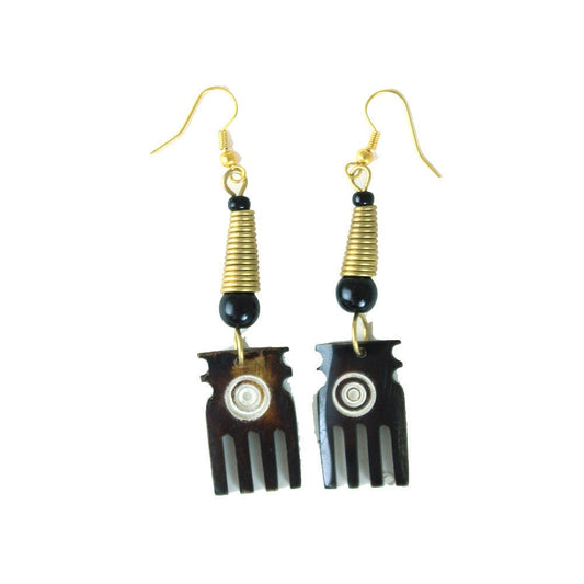 Kitana Bone Comb Earrings | African Dangle and Drop Earrings | Beautification | Tribal & Ethnic | Afrocentric