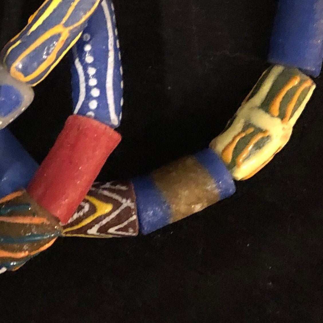 Ashante Bibire Trade Bead Bracelets | Blue Trade Bead Bracelets | Akan African Jewelry | Blue West African Bracelet | Tribal & Ethnic