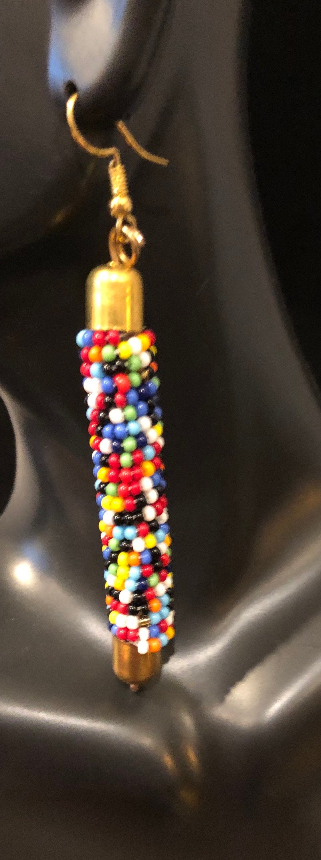 Handcrafted Maasai Beaded Rod Earrings | East African Beaded Earrings | Nile Valley Jewelry | Tribal & Ethnic | Afrocentric