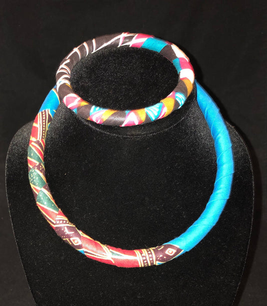 Royal Blue East African Kitenge Choker and Bangle Set | Kenyan Choker and Bangle Set | Tribal & Ethnic | Afrocentric