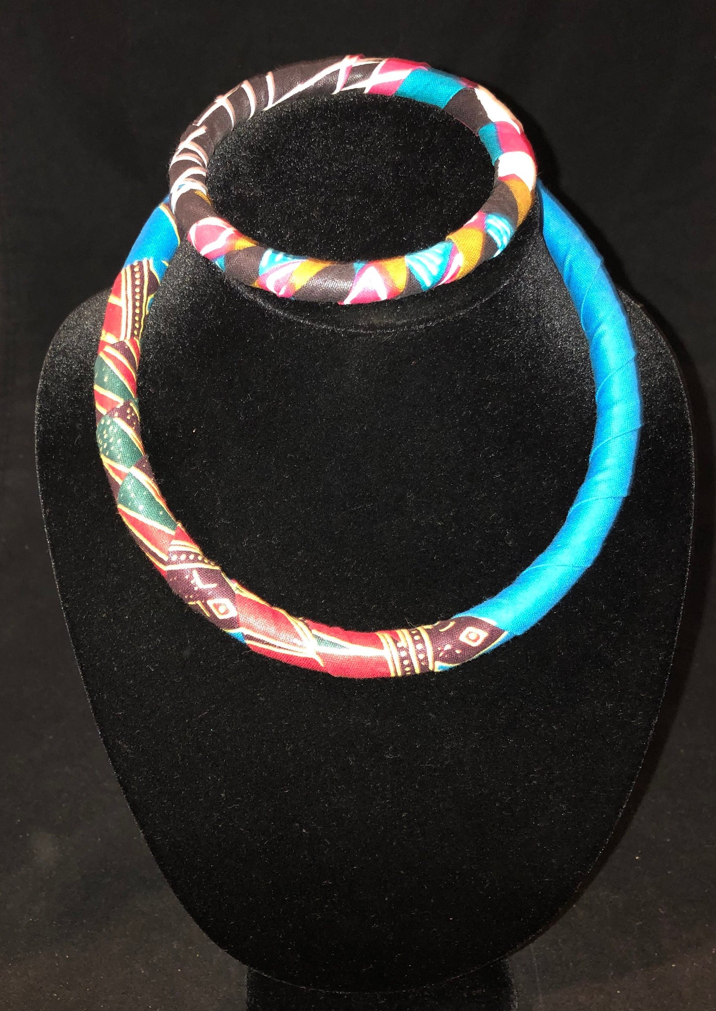 Royal Blue East African Kitenge Choker and Bangle Set | Kenyan Choker and Bangle Set | Tribal & Ethnic | Afrocentric
