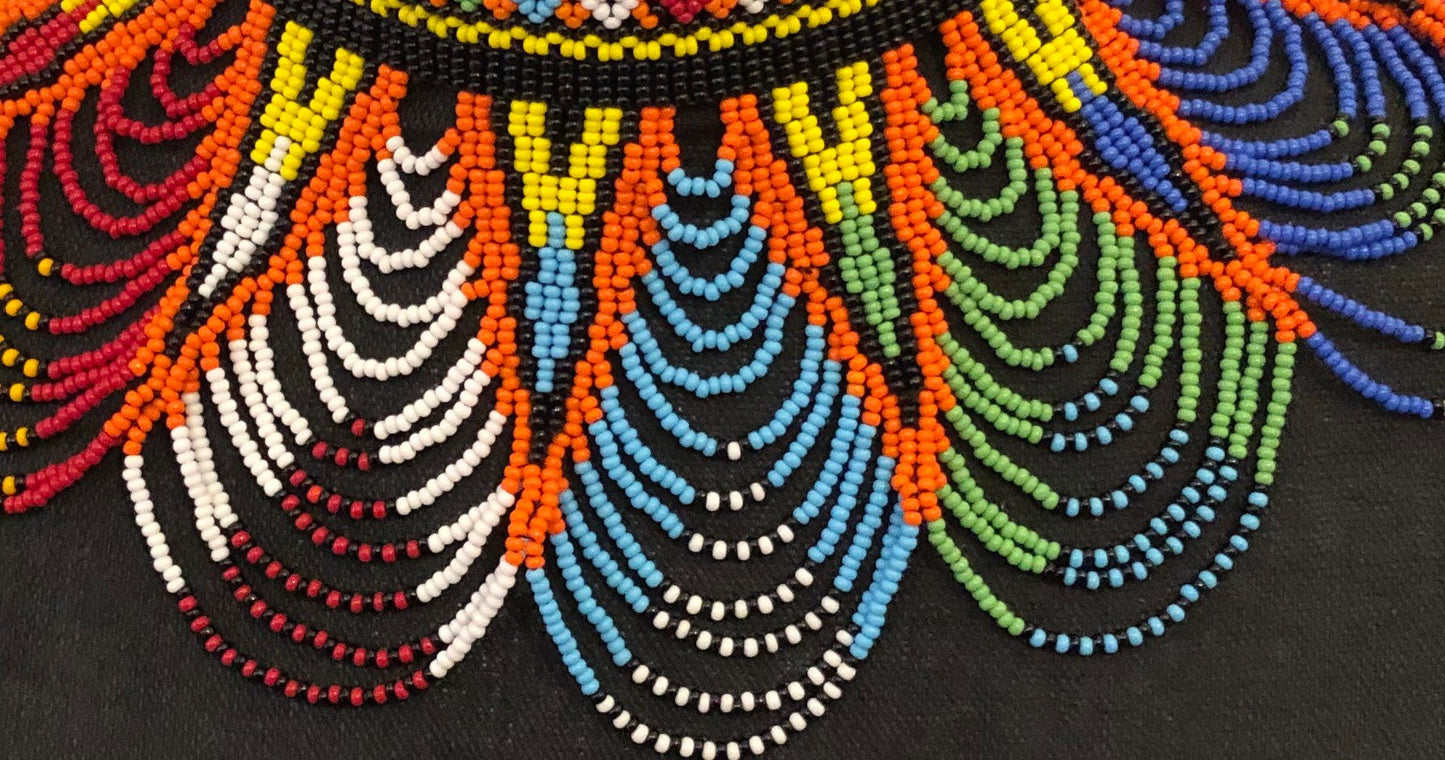 Sekhmet Vibrant Choker, Zig Zag Multicolor  | African Beaded Choker | Handcrafted African Necklace | Tribal & Ethnic | Afrocentric