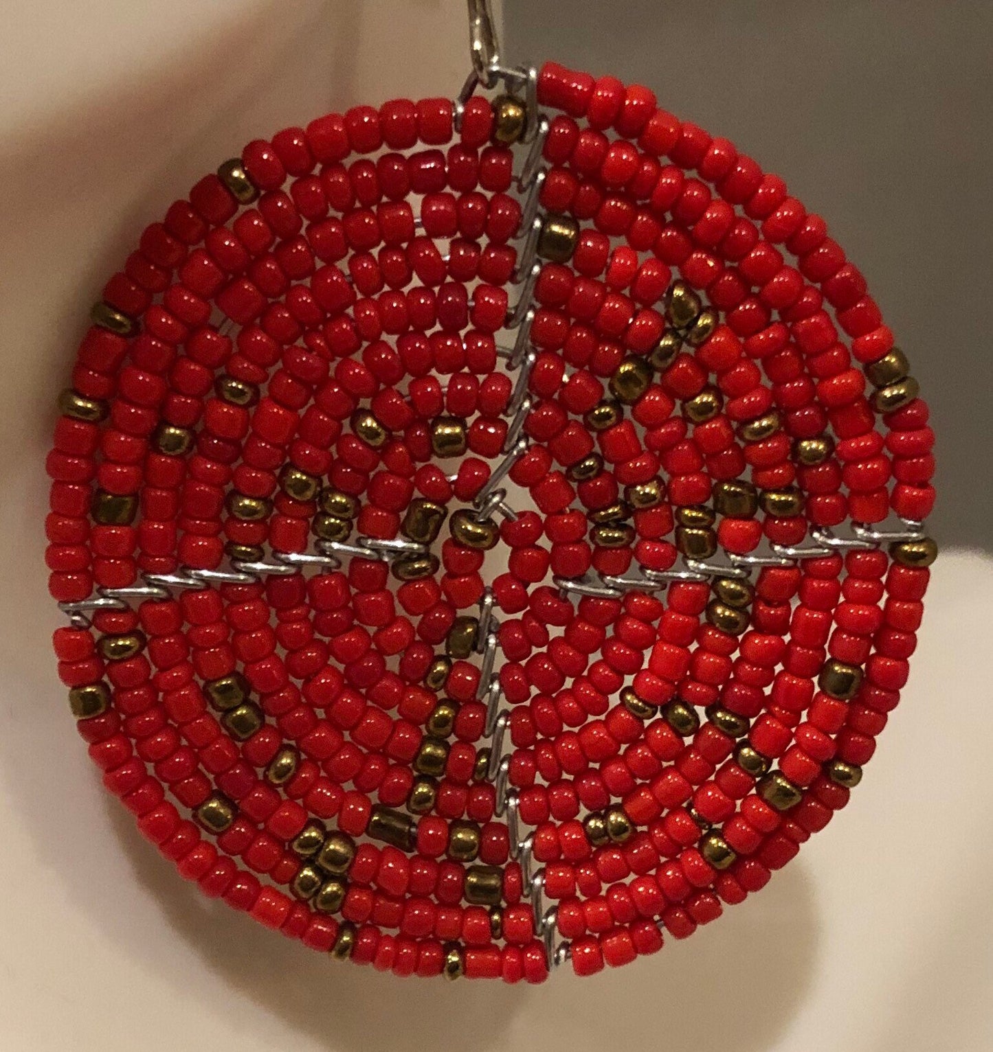 East African Maasai Beaded Round Earrings, Red | East African Handcrafted Jewelry | Nile Valley Jewelry | Tribal & Ethnic
