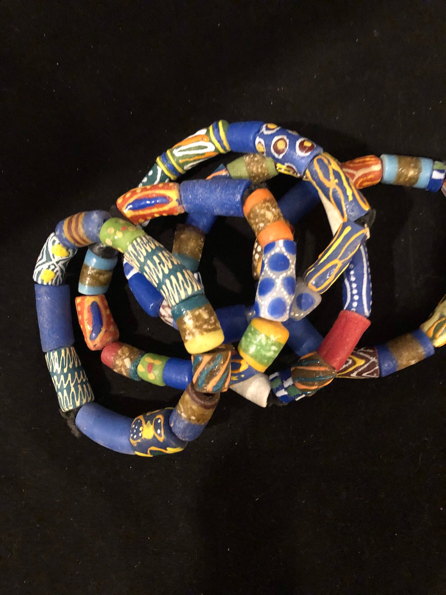 Ashante Bibire Trade Bead Bracelets | Blue Trade Bead Bracelets | Akan African Jewelry | Blue West African Bracelet | Tribal & Ethnic