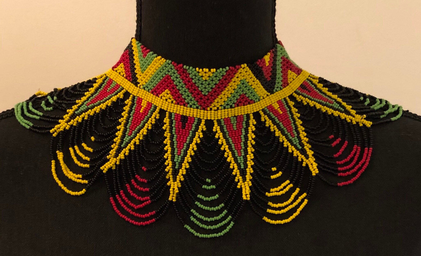 Sekhmet Vibrant Choker, Rasta Style | African Beaded Choker | Handcrafted African Necklace | Tribal & Ethnic | Afrocentric