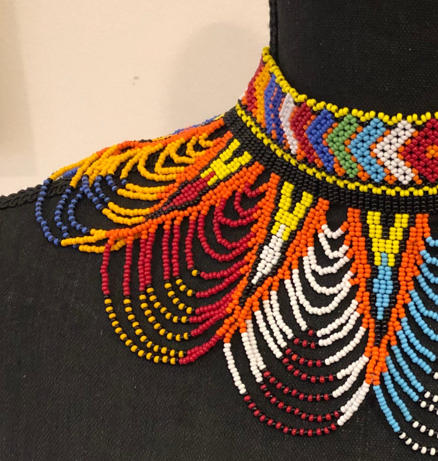 Sekhmet Vibrant Choker, Zig Zag Multicolor  | African Beaded Choker | Handcrafted African Necklace | Tribal & Ethnic | Afrocentric
