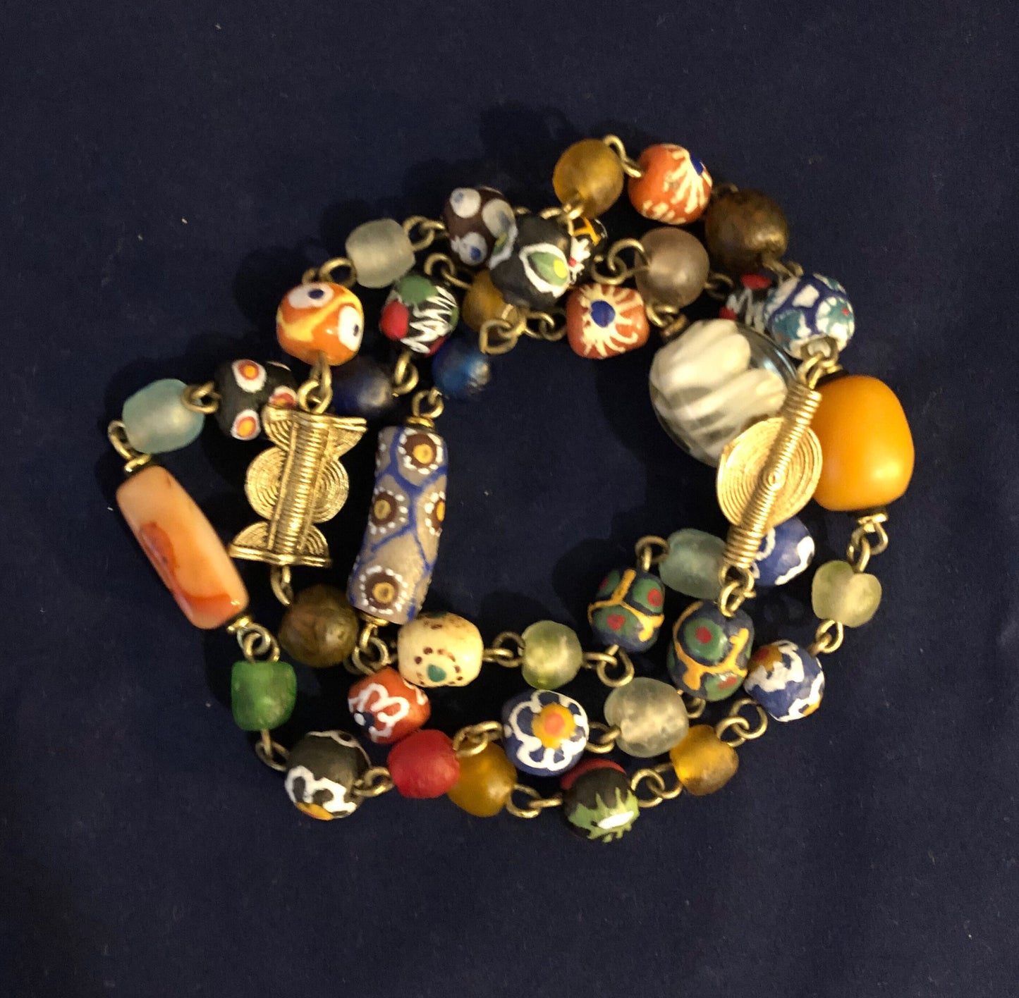 Krobo Glass Beaded Necklace | African Modern Bead Necklace | West African Abstract Jewelry | Tribal & Ethnic | Afrocentric