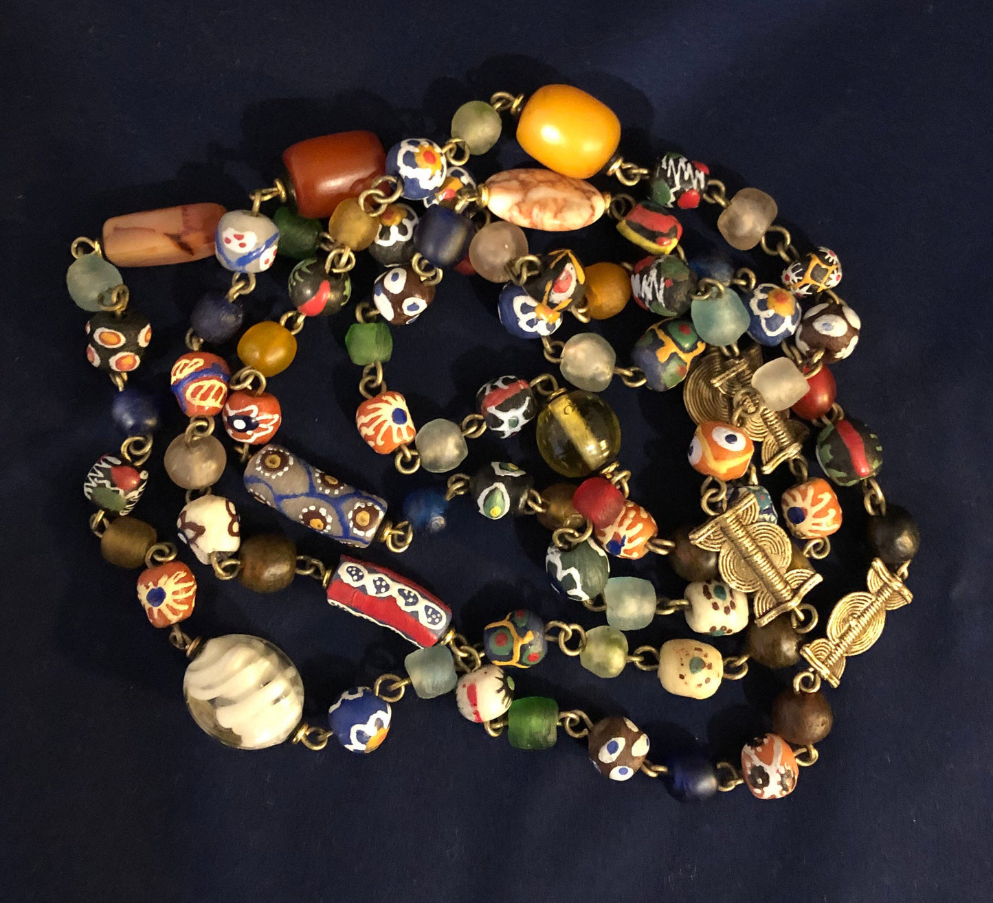 Krobo Glass Beaded Necklace | African Modern Bead Necklace | West African Abstract Jewelry | Tribal & Ethnic | Afrocentric